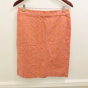 Talbots Tulip Print Pencil Skirt 6 Orange Pink